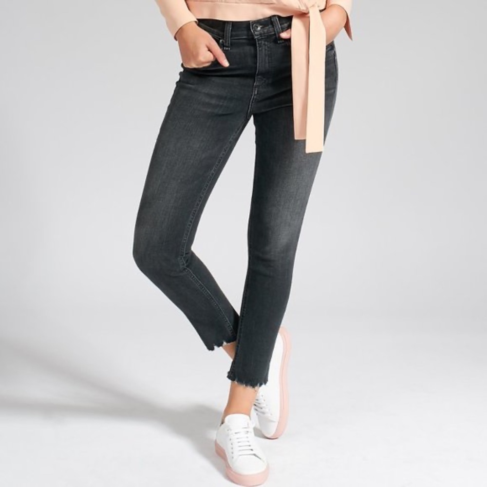 Rag & bone 25 midrise ankle skinny jeans gray raw hem